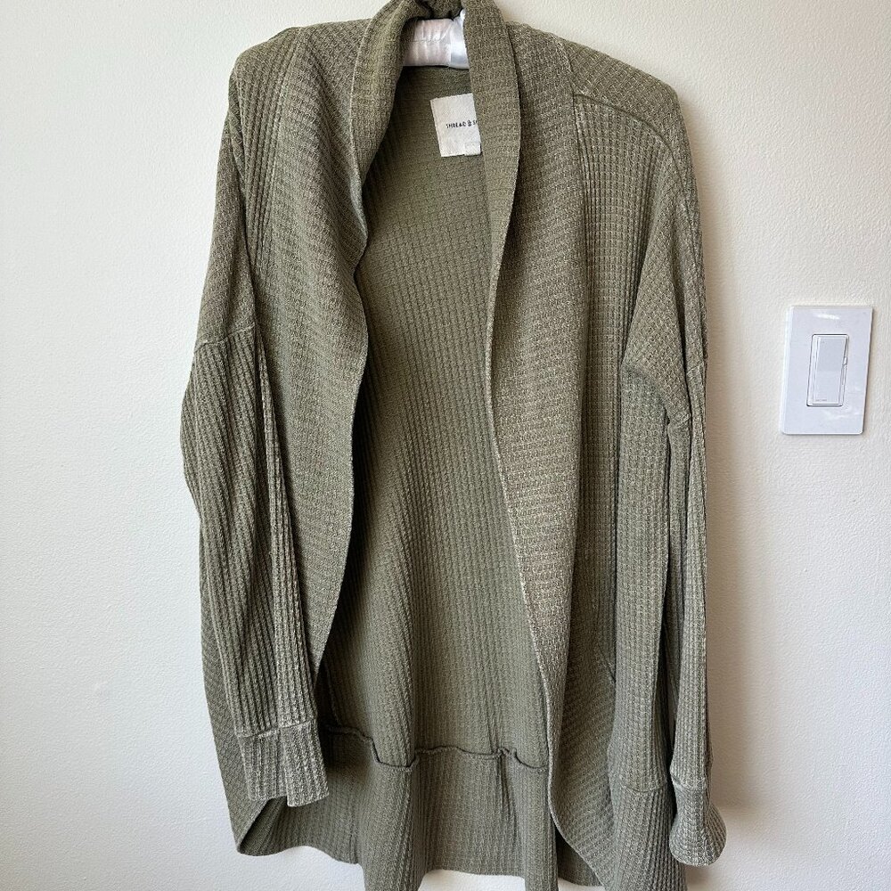 Thread & Supply Waffle Knit Open Front Cardigan